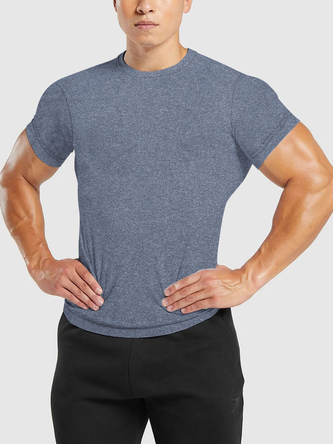 Herren nan tailliertes Rundhals-Leistungsshirt mit elastischem Seitenkeil und flachen Nähten EB