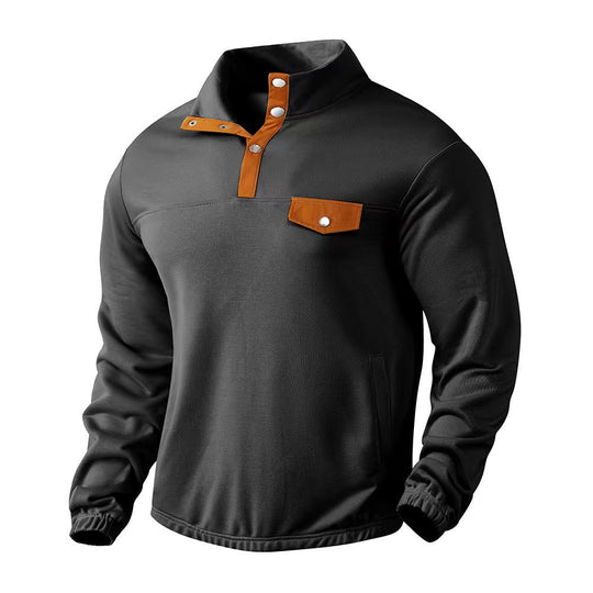 Herren Pullover mit praktischer Knopfleiste und Brusttasche EB