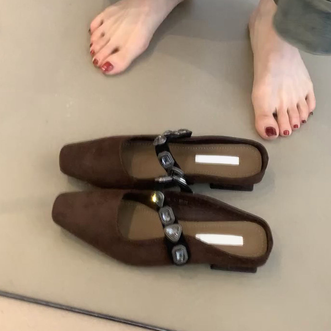 Damen Slingback-Ballerinas mit stilvoller Glitzerverzierung und komfortabler Sohle EB