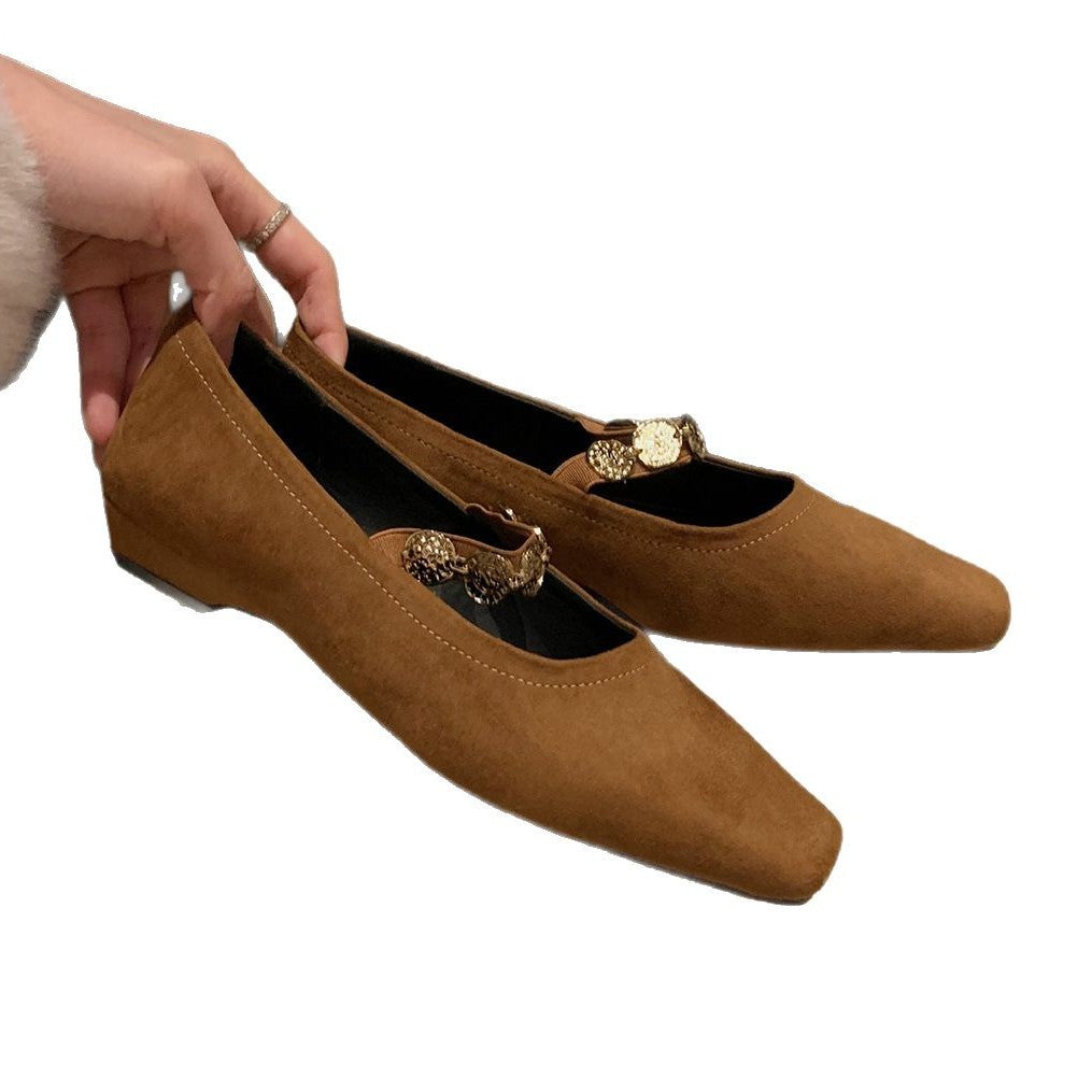 Damen Ballerina mit eleganten Metallic-Applikationen und bequemer Sohle EB