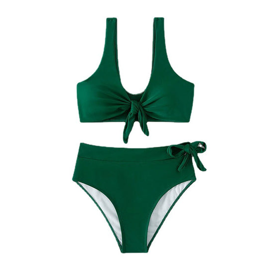 Damen Hochtailliertes Bikini-Set mit verspieltem Knotendesign EB