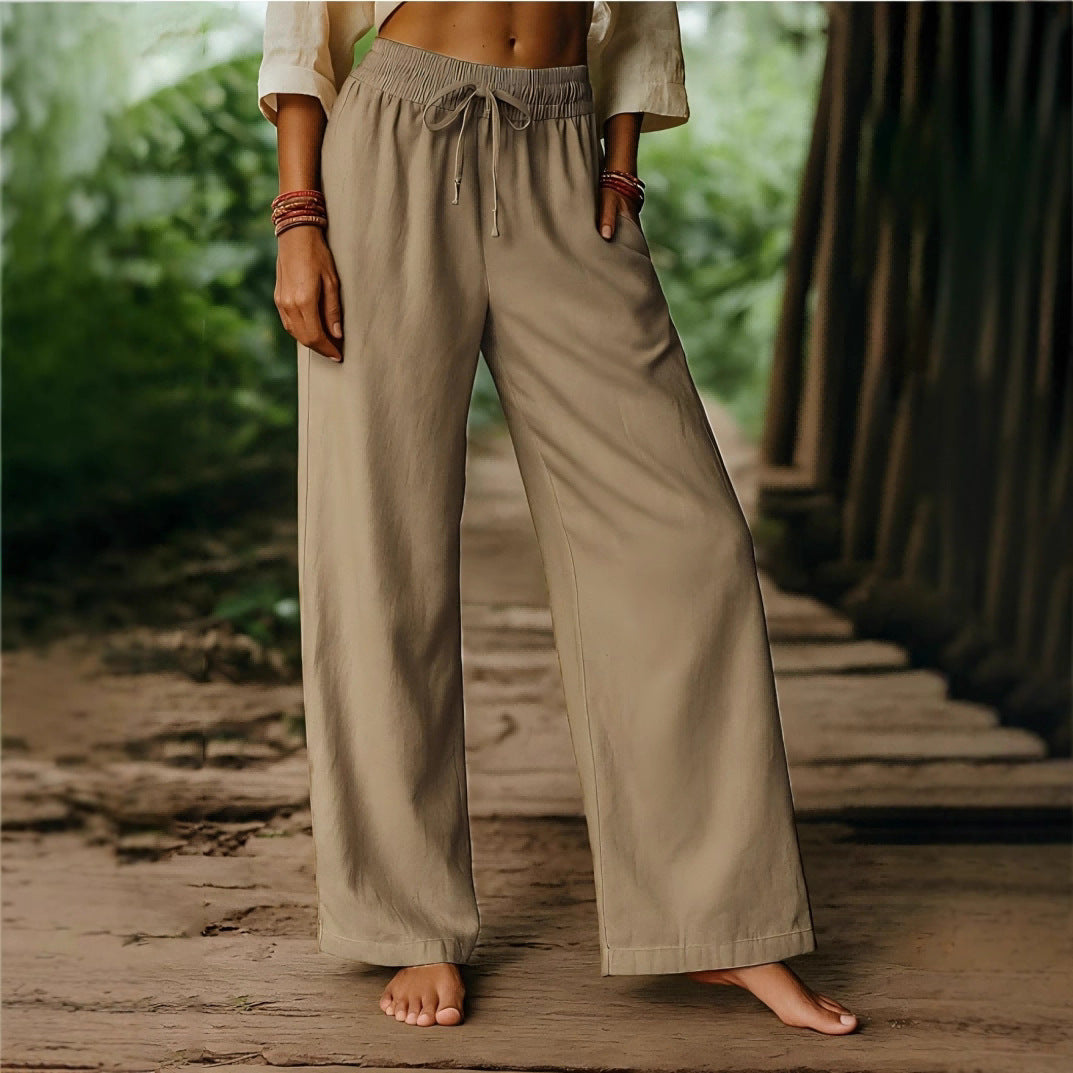 Damen Luftige Freizeithose mit weitem Schnitt und elastischem Bund EB