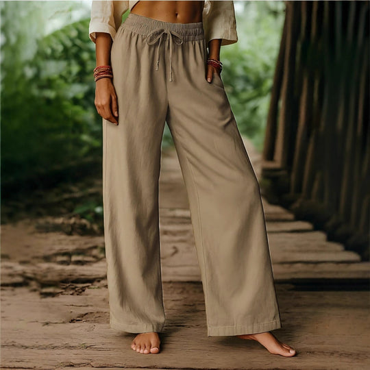 Damen Luftige Freizeithose mit weitem Schnitt und elastischem Bund EB