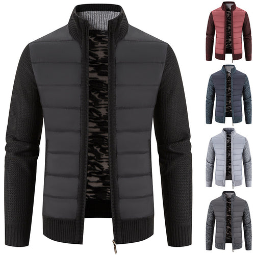 Herren hybride Steppjacke mit modischem Strickdesign EB