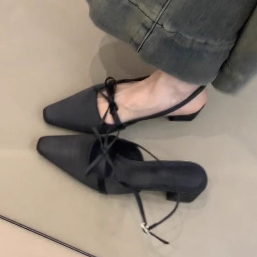 Damen elegante Slingback-Ballerinas mit dekorativem Schleifenakzent EB