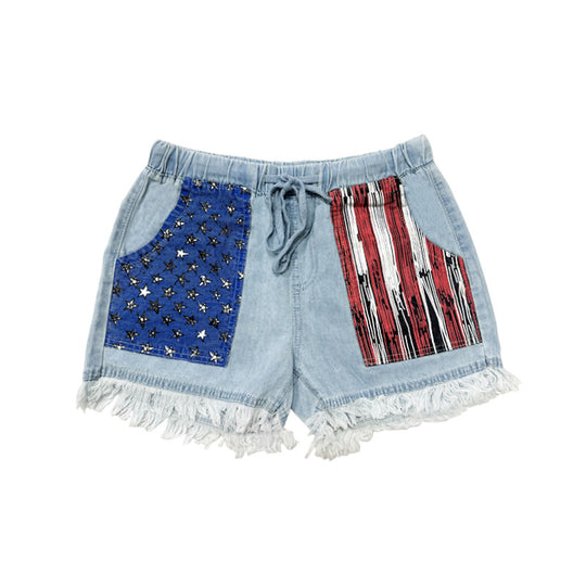 Damen Denim-Shorts mit kreativen Taschen EB