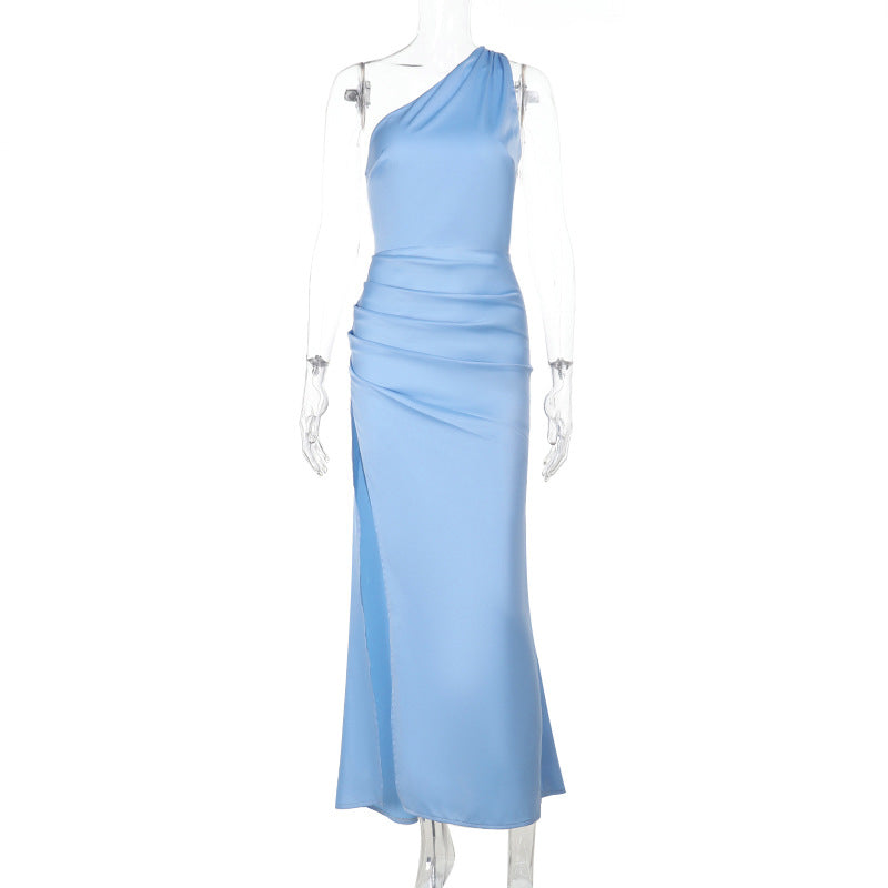 Damen Elegantes Maxikleid mit asymmetrischem Oberteil und geschmeidigem Schnitt EB