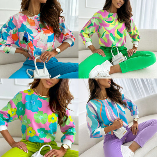 Damen Floral Print Freizeit Sweatshirt EB
