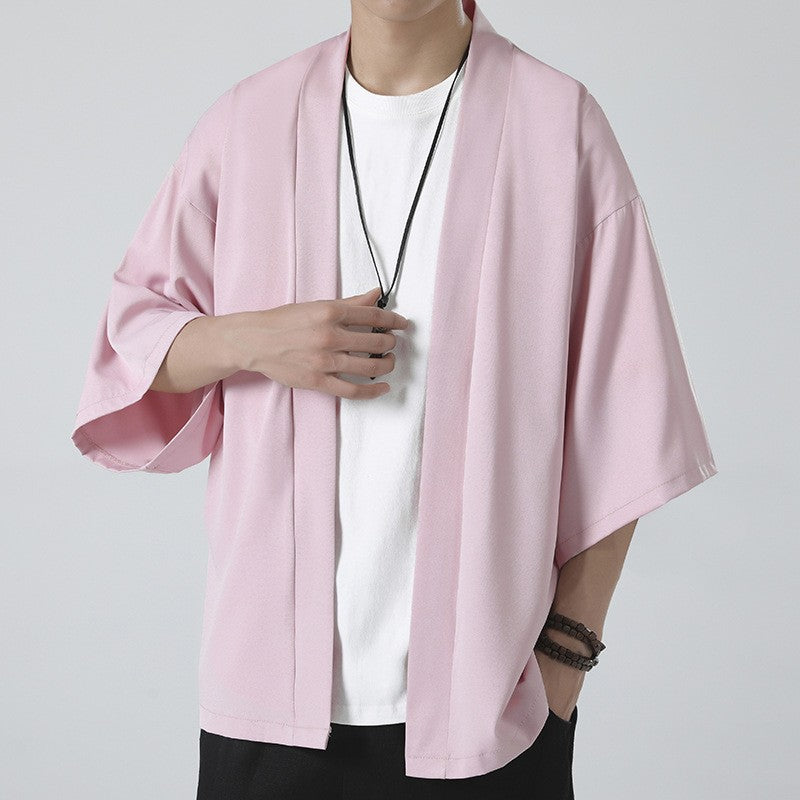 Herren nan kimonoartige Kurzjacke im Oversize-Stil mit offenem Schnitt und weichem Fall EB