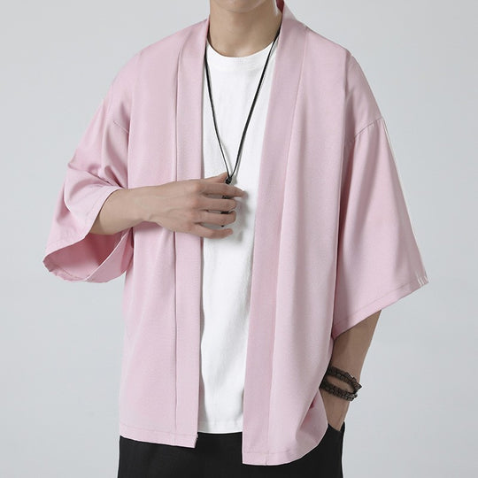 Herren nan kimonoartige Kurzjacke im Oversize-Stil mit offenem Schnitt und weichem Fall EB