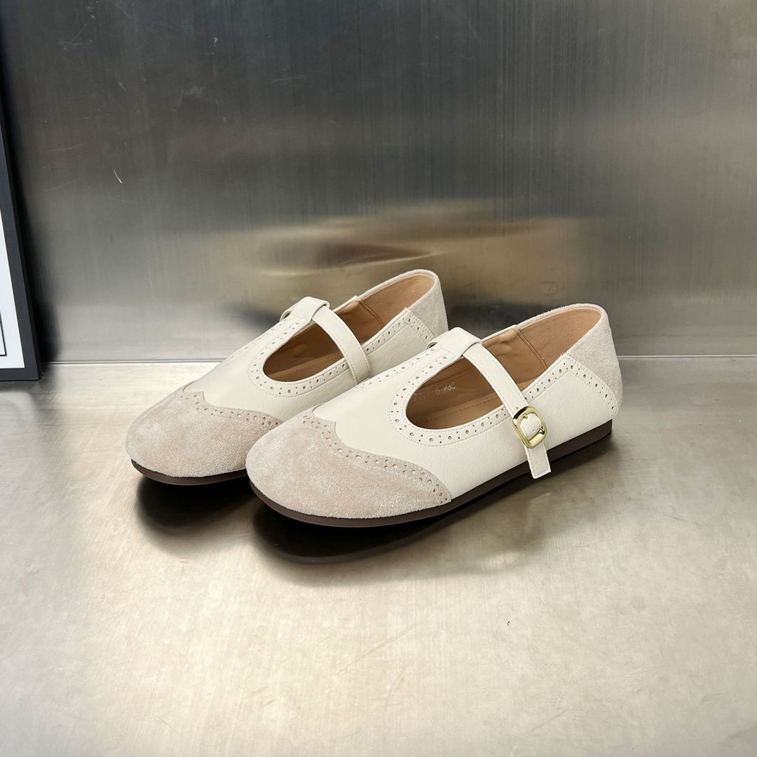 Damen elegante Slipper mit verstellbarem Riemen und feiner Perforation EB