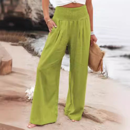 Damen Weite Sommerhose mit elastischem Bund und lockerer Passform EB