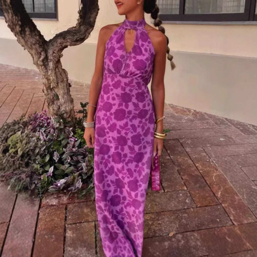 Damen Elegantes Abendkleid mit raffiniertem Ausschnitt und floralem Design EB