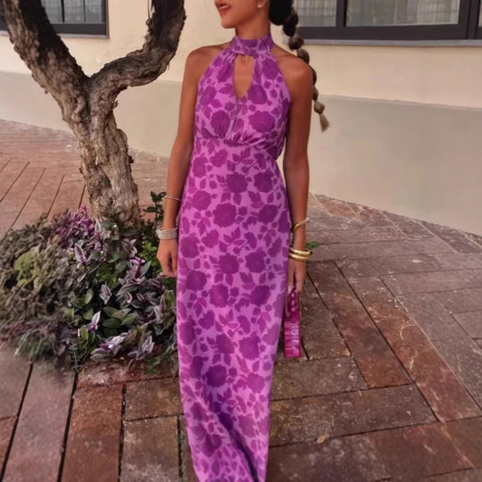 Damen Elegantes Abendkleid mit raffiniertem Ausschnitt und floralem Design EB
