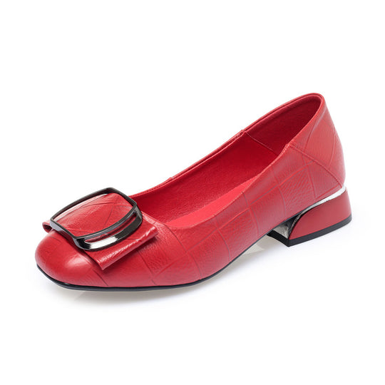 Damen elegante Ballerinas mit modischem Schmuckdetail und bequemem Blockabsatz EB