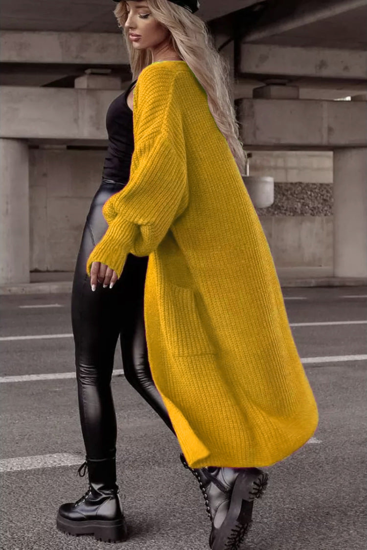 Damen Grobstrickmantel im lässigen Oversized-Stil mit tiefen Taschen EB
