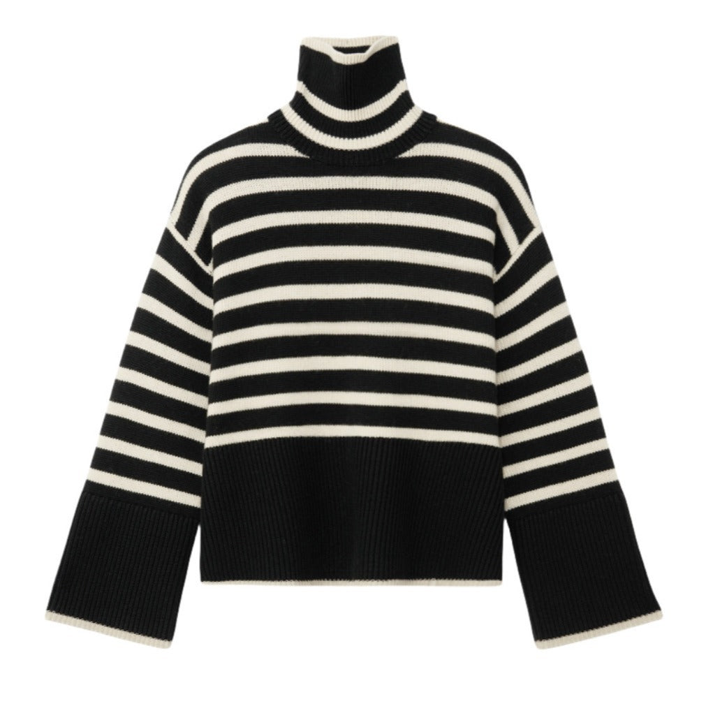 Damen Strickpullover mit Rollkragen und breiten Ärmeln EB