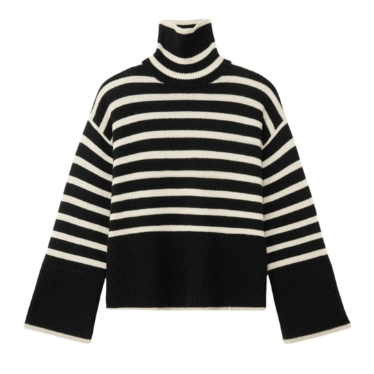 Damen Strickpullover mit Rollkragen und breiten Ärmeln EB
