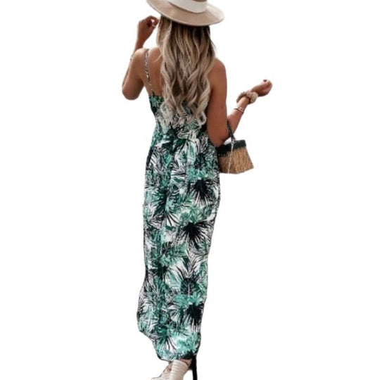 Damen Maxikleid mit floralem Wickel-Design und verstellbarem Bund EB