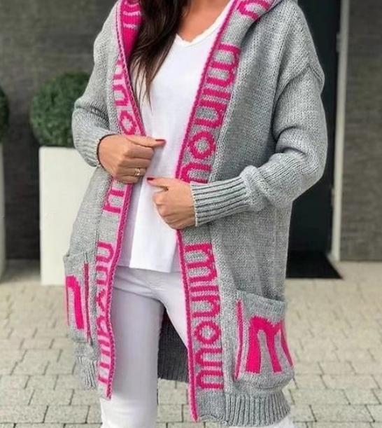 Damen gemütlicher Hooded Cardigan EB