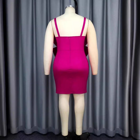 Damen figurbetontes Kleid mit voluminösen Schleifen EB