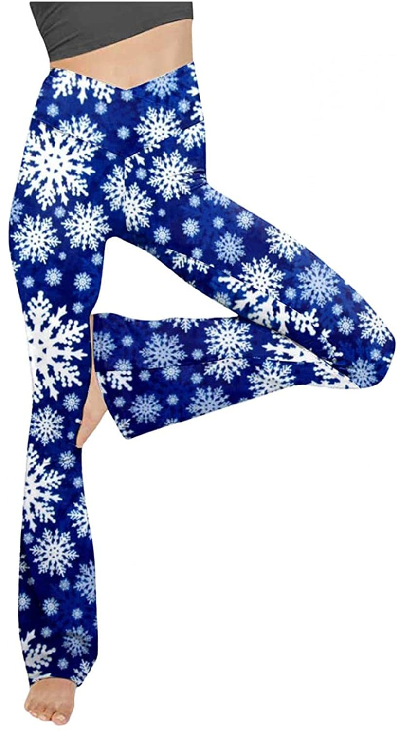 Damen nan taillenhohe Yogahose mit überkreuztem Bund und ausgestelltem Saum mit Schlitz EB