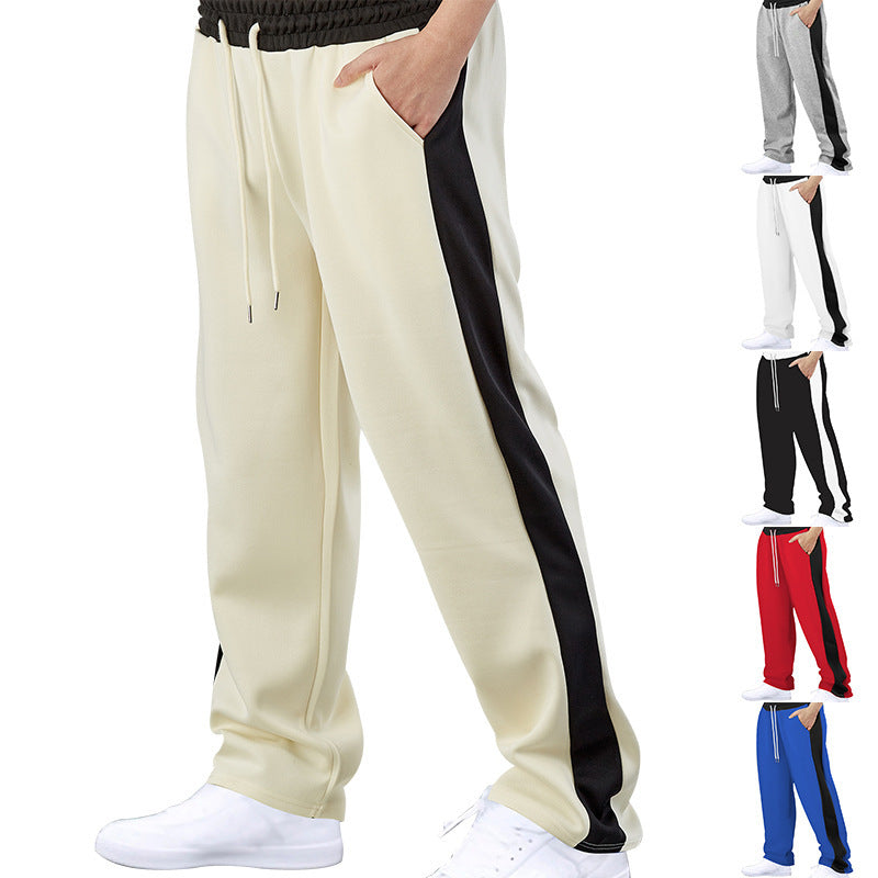 Herren nan sportive Jogginghose mit kontrastseitigem Panel geradem Bein Kordelzugbund und Eingrifftaschen EB