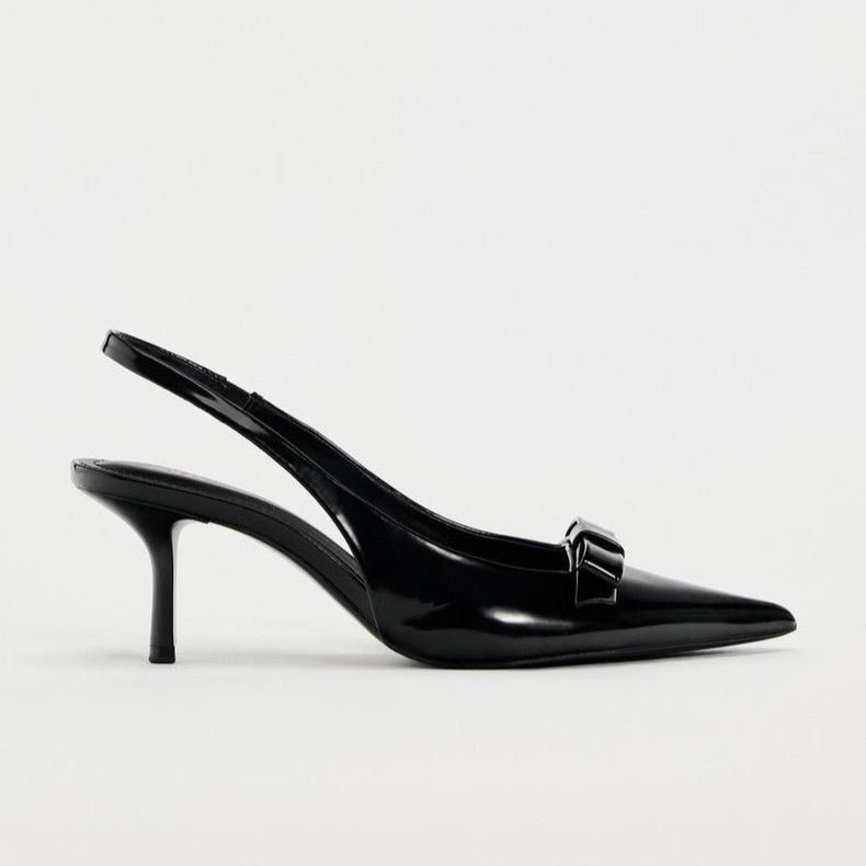 Damen Slingback High Heels mit dekorativer Schleifenapplikation EB