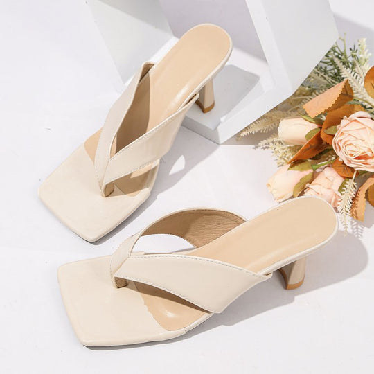 Damen modische Slingback-Pantoletten mit quadratischer Zehenpartie und elegantem Absatz EB