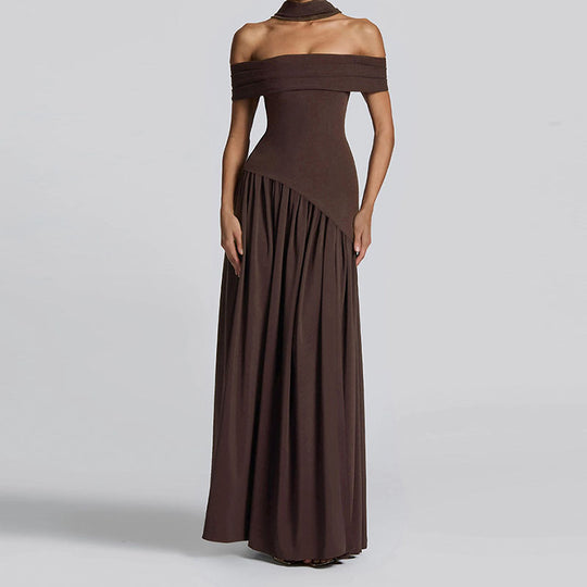 Damen Off-Shoulder Maxikleid mit hohem Schlitz EB