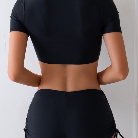 Damen Crop Top und hoch geschnittene Badeshorts EB