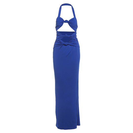 Damen Elegantes Maxikleid mit raffinierten Cut-Outs und Wickeldetails EB