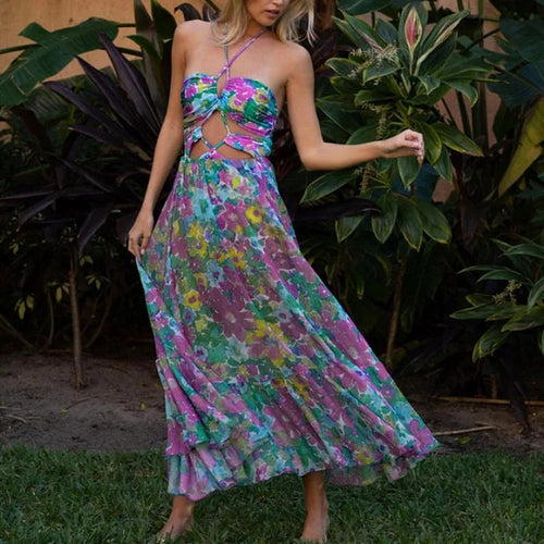 Damen Bikiniset mit voluminösen Rüschendetails und fließendem Maxi-Rock EB