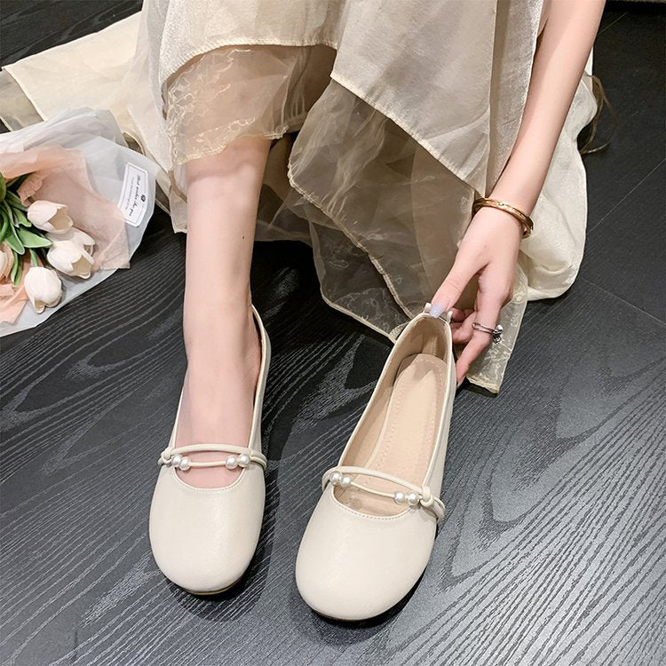 Damen Ballerinas mit elegantem Perlenschmuck EB
