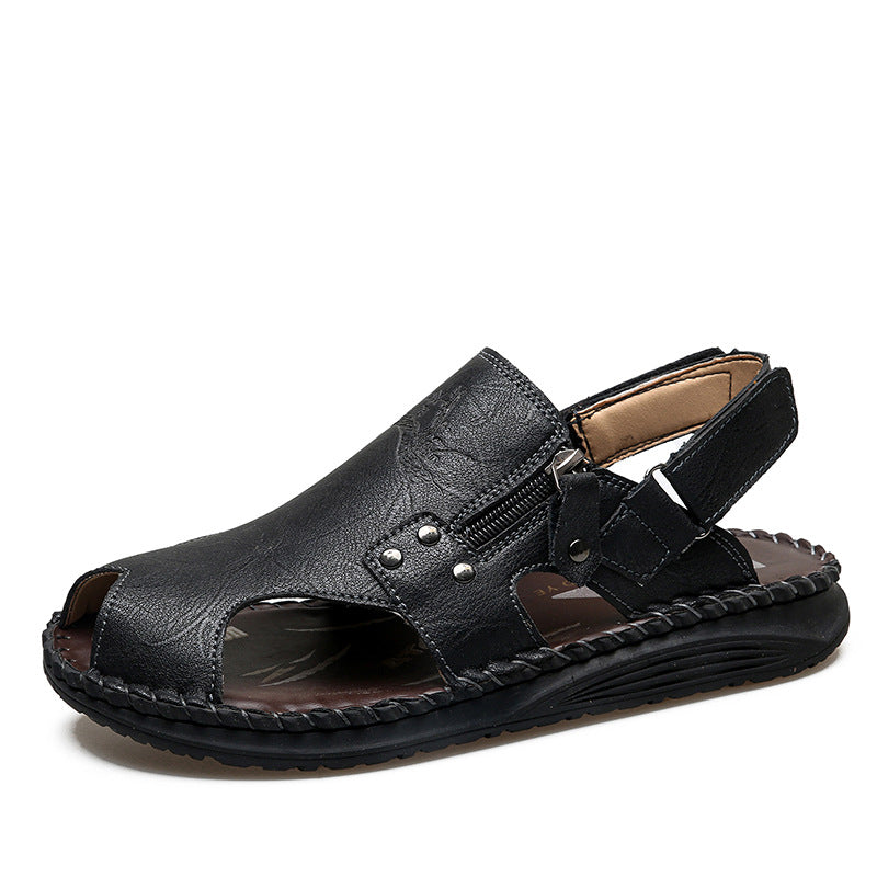 Herren Stilvolle und bequeme Leder-Sandalen mit verstellbarem Riemen EB
