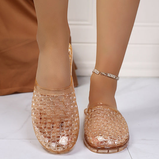 Damen Transparente Komfort-Clogs aus flexiblem Material EB