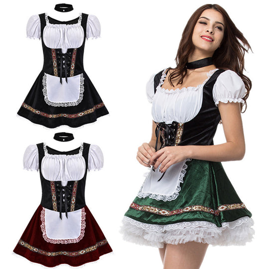 Damen Trachtenkleid mit romantischer Schnürung und dekorativen Rüschen EB