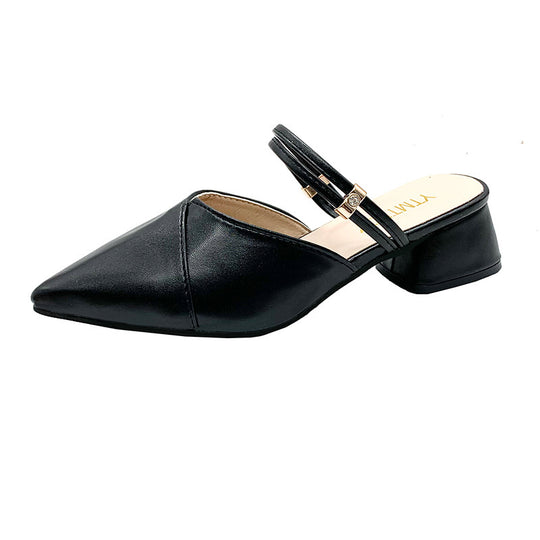 Damen Elegante Slingback Schuhe mit modischem Blockabsatz und schicker Schnalle EB