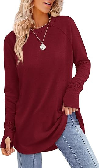 Damen lässiger Langarmshirt mit modernem Schnitt EB