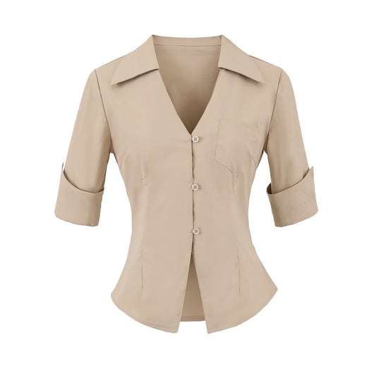 Damen Bluse mit elegantem Schnitt und praktischer Taschenlösung EB