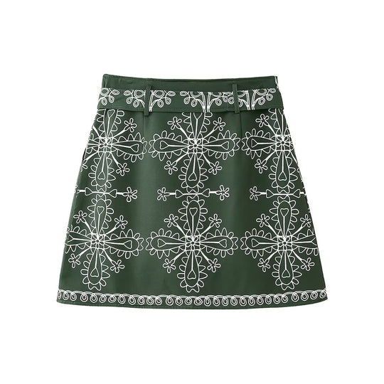 Damen Wickelrock mit floralem Muster und verstellbarem Gürtel EB