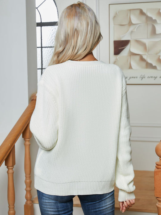 Damen Grobstrickpullover mit lässigem Schnitt und weitem Arm EB