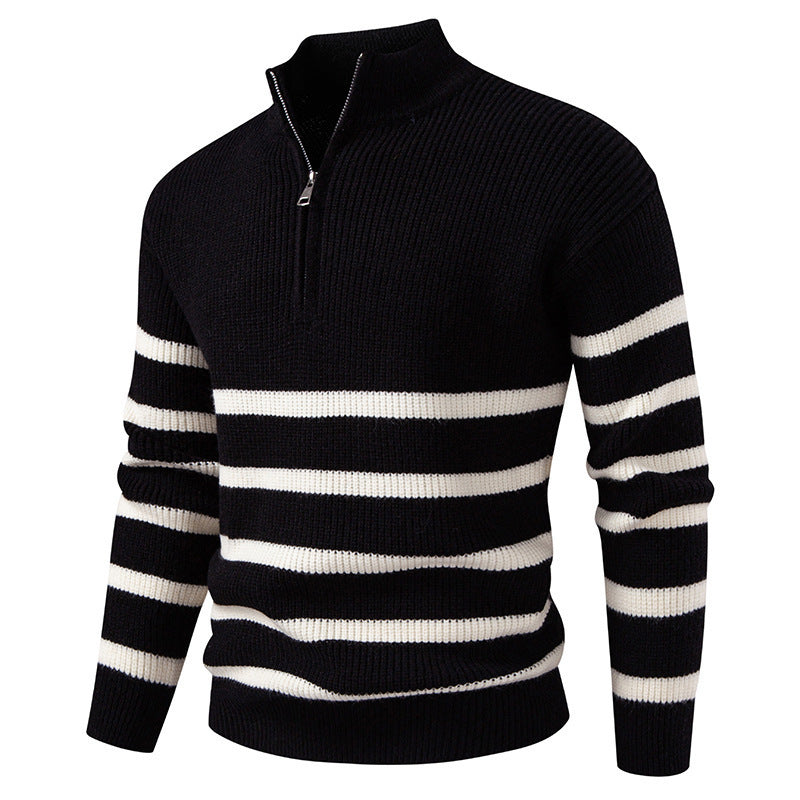 Herren modischer Rollkragenpullover mit strukturiertem Design und halbem Reißverschluss EB