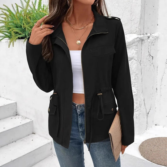 Damen Übergangsjacke mit verstellbarem Taillenzug und praktischen Taschen EB