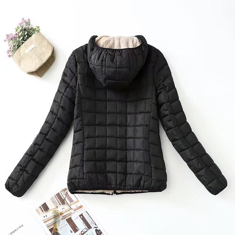 Damen gesteppte Thermo-Kapuzenjacke mit Teddyfleece-Innenlage EB