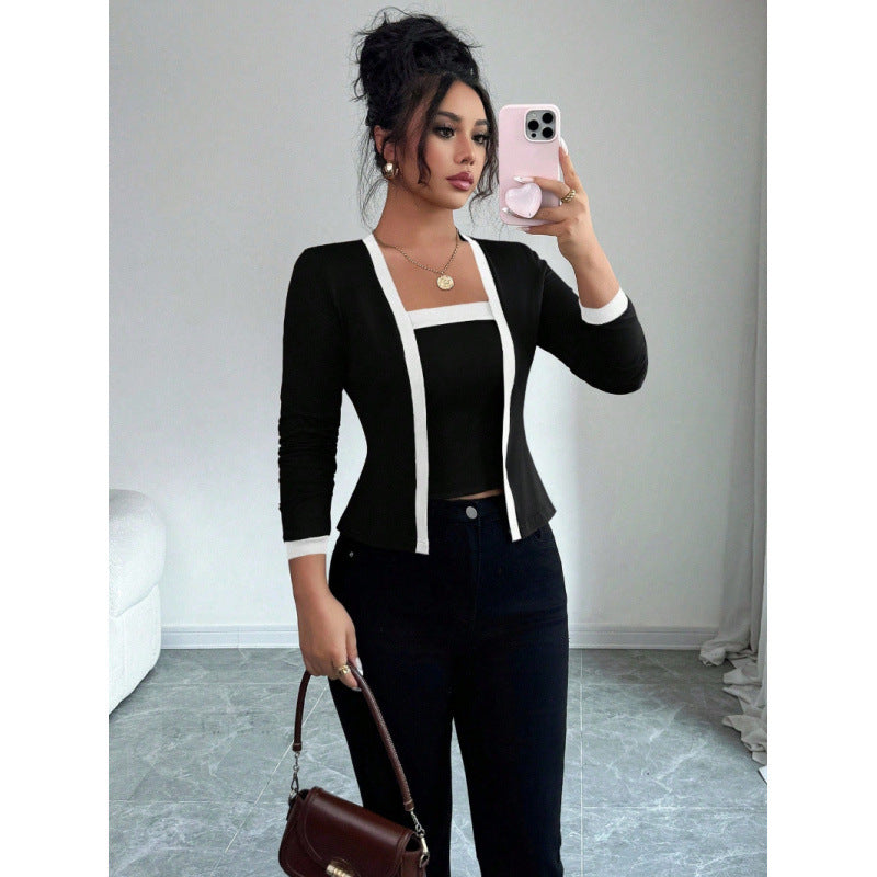 Damen modische Jacke mit schmalem Schnitt und eleganter Knopfleiste EB