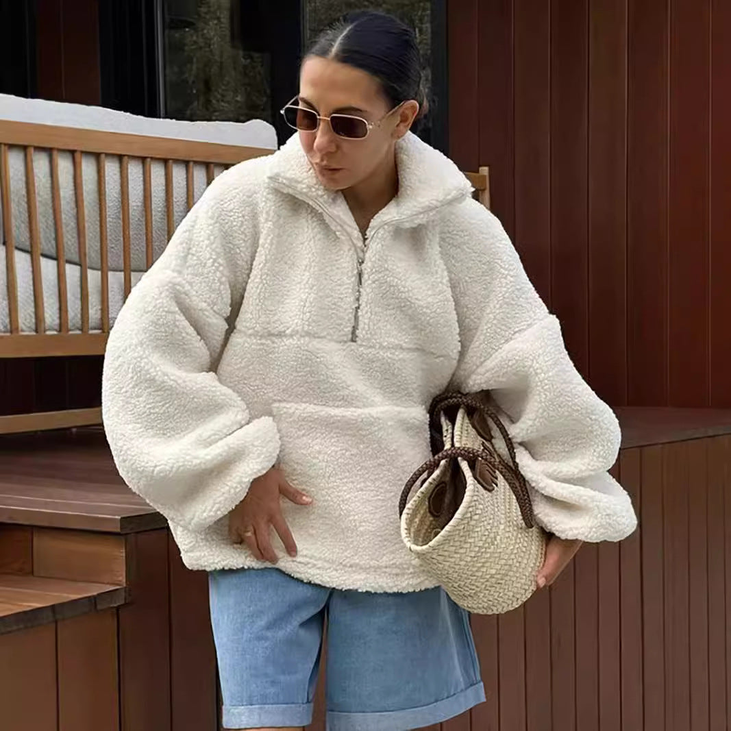 Damen Fleece-Pullover mit hohem Kragen EB