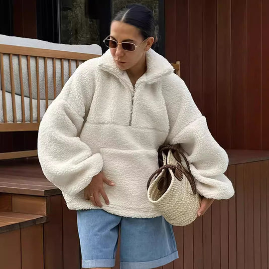 Damen Fleece-Pullover mit hohem Kragen EB