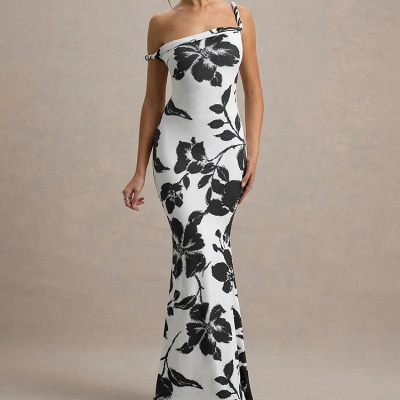 Damen Langarm Maxikleid im eleganten Leopardenmuster EB