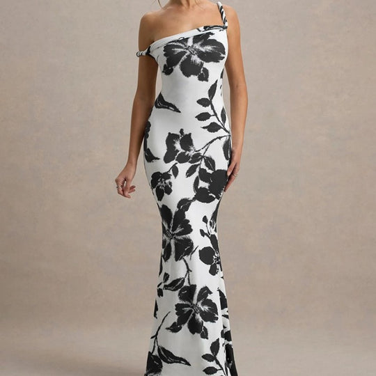 Damen Langarm Maxikleid im eleganten Leopardenmuster EB